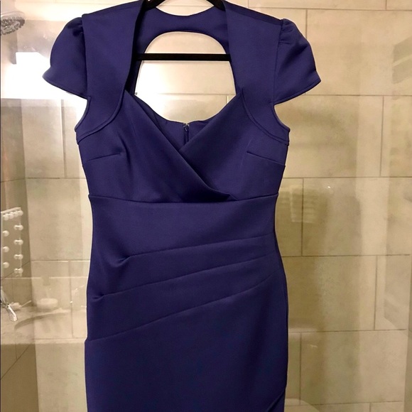 Guess Navy Dress Silky-Shiny Fabric Cap Sleeve Size 10. Like New only worn once - Picture 6 of 10